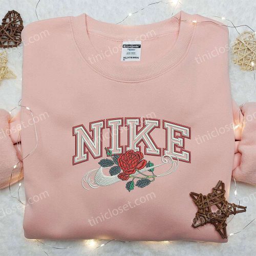 Rose x Nike Embroidered Sweatshirt: Flower Shirt Nike Inspired – Stylish & Unique Floral Design