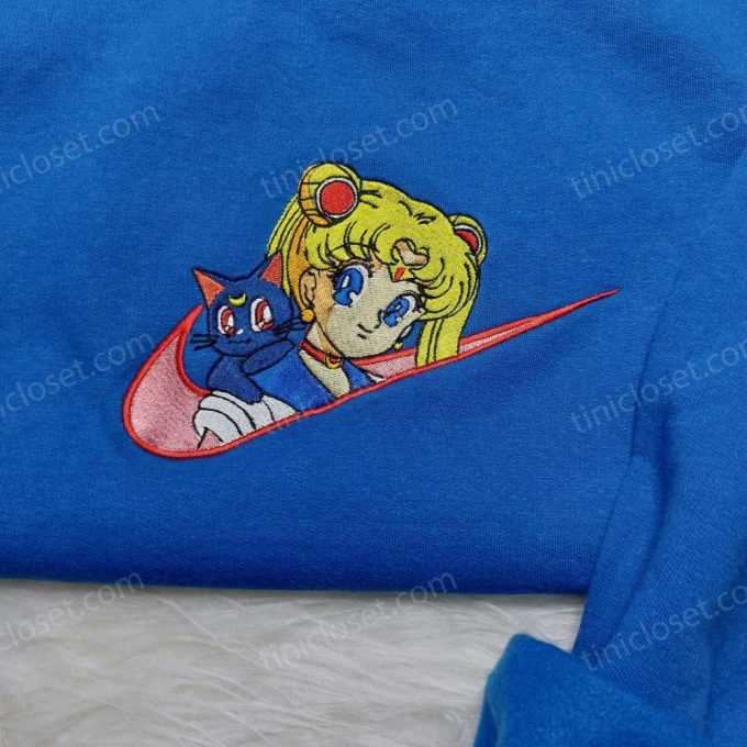 Sailor Moon x Nike Embroidered Sweatshirt: Anime Gift for Her Nike Inspired Logo Shirt