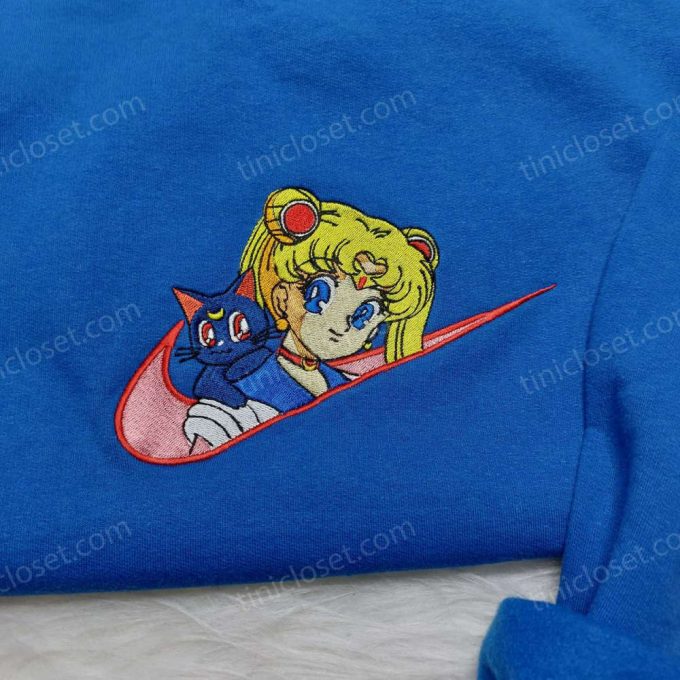 Sailor Moon x Nike Embroidered Sweatshirt: Anime Gift for Her Nike Inspired Logo Shirt