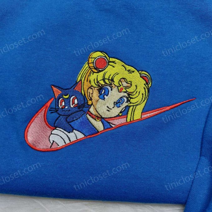 Sailor Moon x Nike Embroidered Sweatshirt: Anime Gift for Her Nike Inspired Logo Shirt