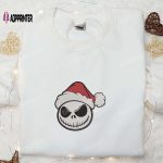 Santa Claus Jack Skellington Embroidered Sweatshirt: Cute Halloween Hoodie Best Gift Idea