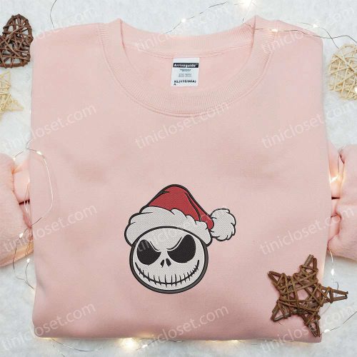 Santa Claus Jack Skellington Embroidered Sweatshirt: Cute Halloween Hoodie Best Gift Idea