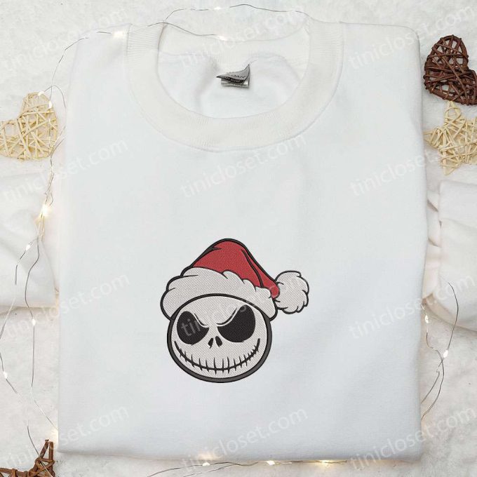 Santa Claus Jack Skellington Embroidered Sweatshirt: Cute Halloween Hoodie Best Gift Idea