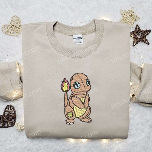 Spooky Charmander Pokemon Embroidered Shirt – Perfect Halloween & Pokemon Fan Attire