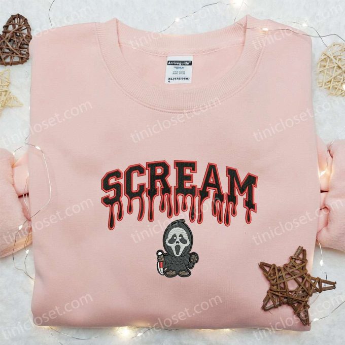 Scream Ghost Embroidered Shirt – Spooky Halloween Gift for Family