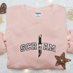 Scream Ghost Face Knife Embroidered Shirt – Best Halloween Gift for Horror Lovers