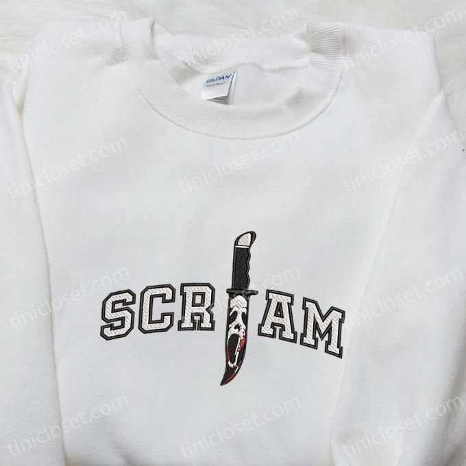 Scream Ghost Face Knife Embroidered Shirt – Best Halloween Gift for Horror Lovers