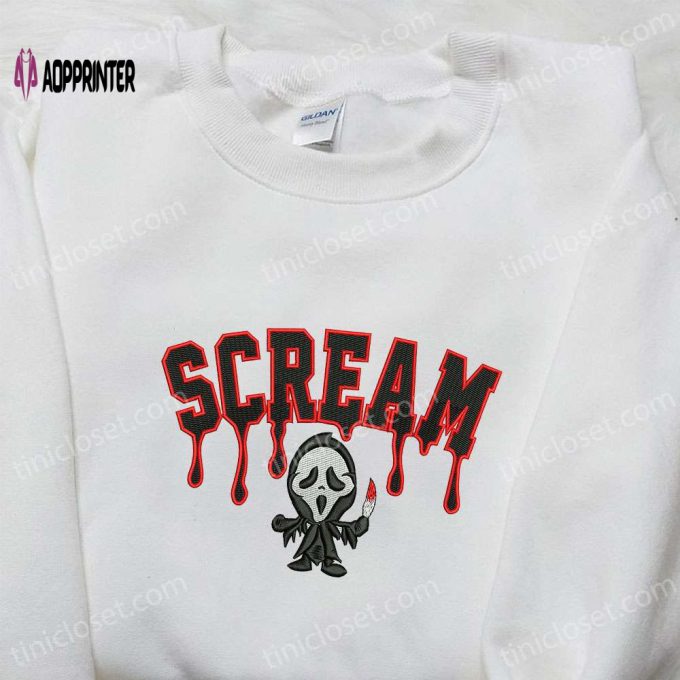 Scream Ghost & Spooky Halloween Embroidered Shirt – Best Family Gifts