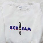 Scream Ghostface Knife Embroidered Shirt: Horror Movie T-shirt Perfect Family Gift