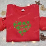 Shamrock Heart Embroidered Shirt & Hoodie: Best Saint Patrick’s Day Holiday Gift Ideas