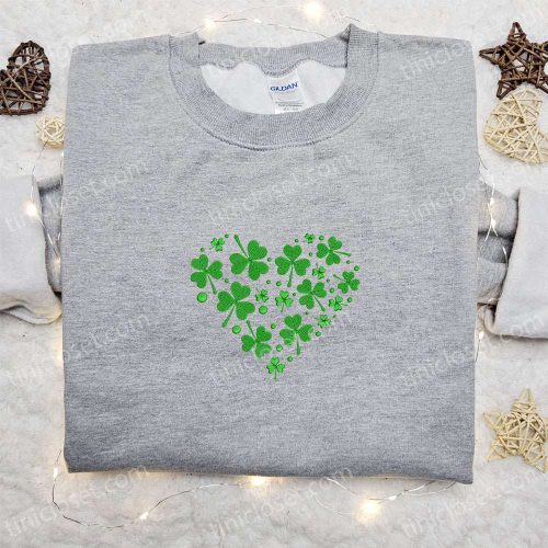 Shamrock Heart Embroidered Shirt & Hoodie: Best Saint Patrick’s Day Holiday Gift Ideas