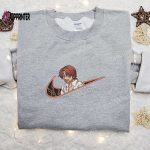 Anime Embroidered Hoodie: Shanks x Swoosh & One Piece Sweatshirt Customizable Design