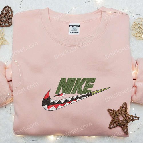 Shark Bathing Ape x Swoosh Embroidered Hoodie – Nike Inspired Custom Sweatshirt