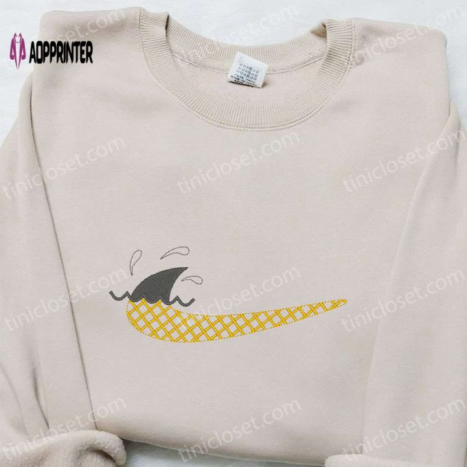 Stylish Shark Tail x Swoosh Embroidered Shirt Hoodie & T-shirt – Custom Nike Inspired Apparel