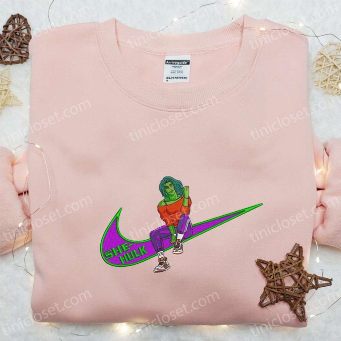 She Hulk x Swoosh Movie Embroidered Hoodie – Marvel Universe Sweatshirt: Custom & Trendy!