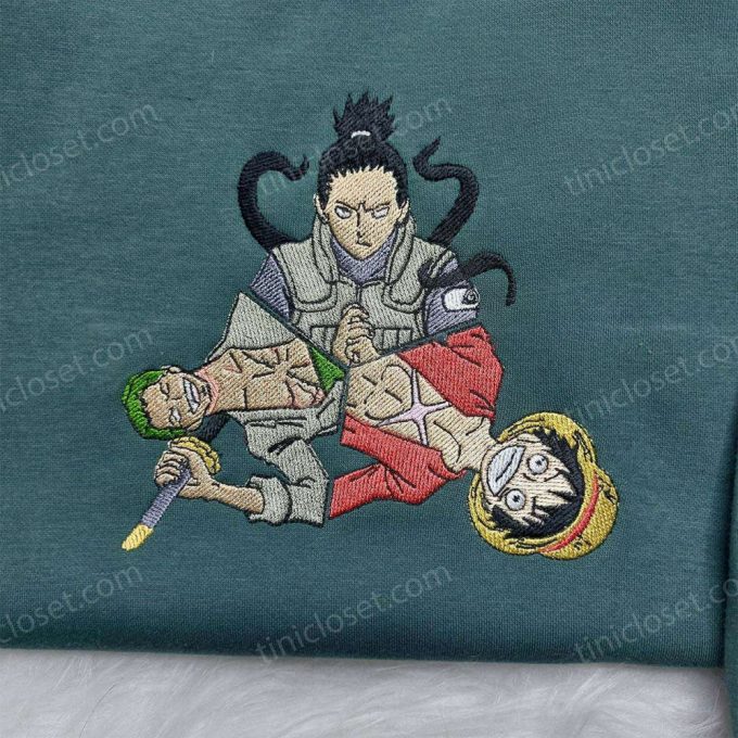 Anime Embroidered Shirt: Shikamaru Zoro Luffy Design Perfect Anime Gift for Fans