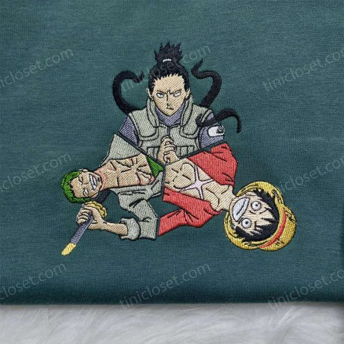 Anime Embroidered Shirt: Shikamaru Zoro Luffy Design Perfect Anime Gift for Fans