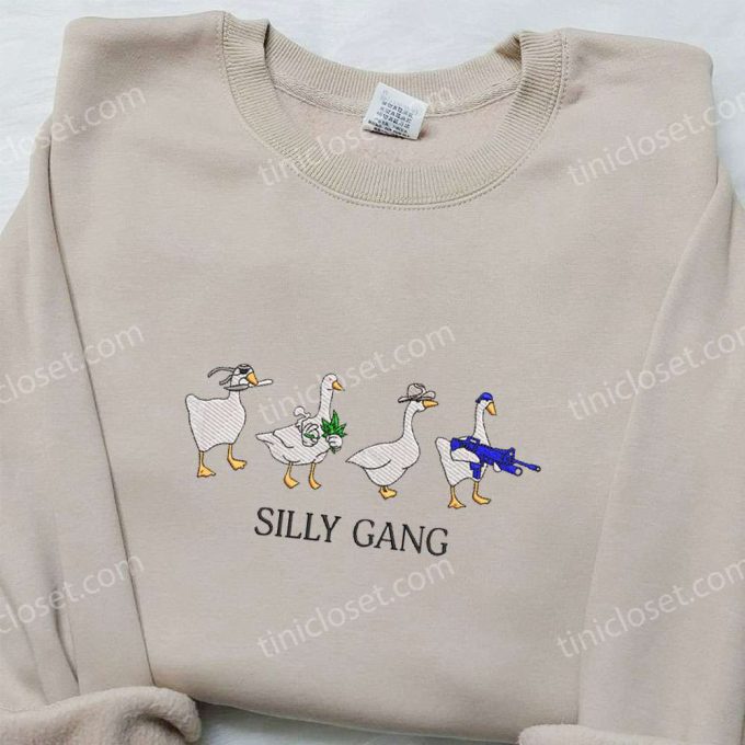 Silly Gang Goose Embroidered Shirt – Funny Animal Design for a Playful Look