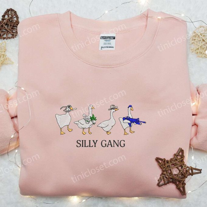 Silly Gang Goose Embroidered Shirt – Funny Animal Design for a Playful Look