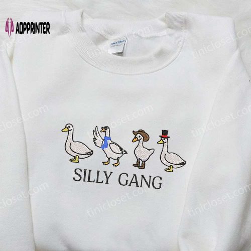 Silly Gang Goose Embroidered Shirt: Animal & Funny Tee for a Playful Look!