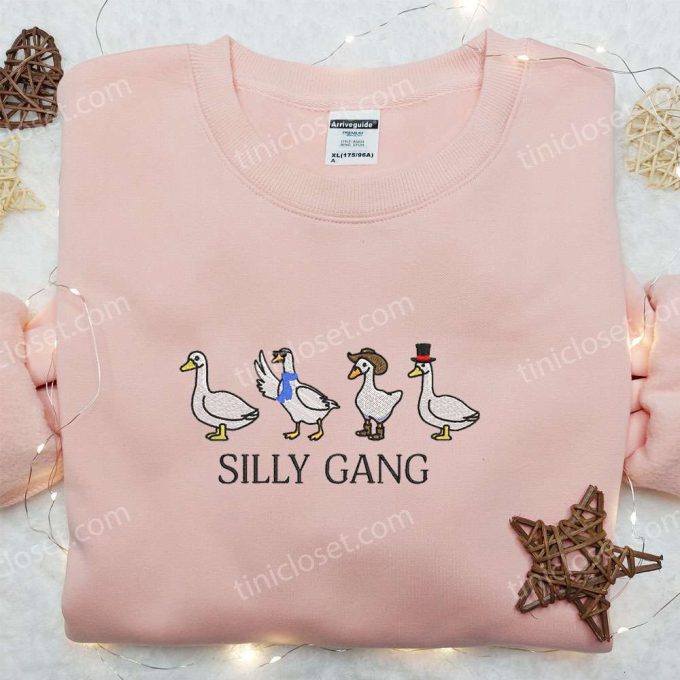 Silly Gang Goose Embroidered Shirt: Animal & Funny Tee for a Playful Look!