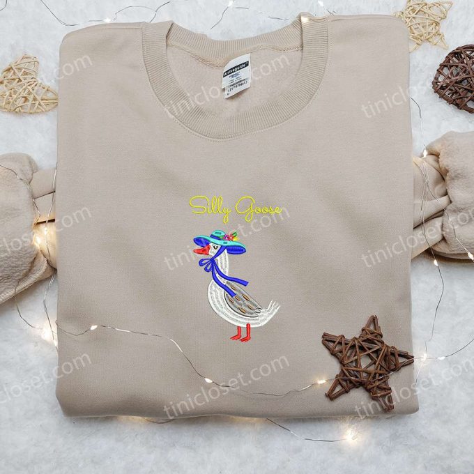 Silly Goose Animal & Funny Embroidered Shirt: Unique & Playful Designs!