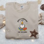 Silly Goose on Board Embroidered Shirt – Animal & Cute Embroidered Tee