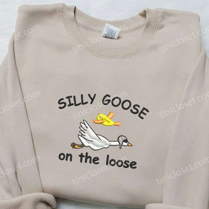 Silly Goose on the Loose: Animal Embroidered Shirt Cute & Engaging