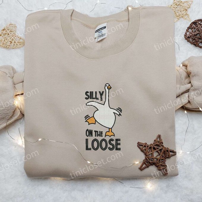 Silly Goose on the Loose University Embroidered Shirt – Animal & Cute Design