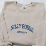 Silly Goose University Embroidered Shirt: Animal Design Perfect Family Gift