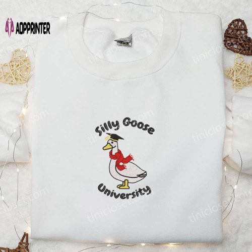 Silly Goose with Hat Embroidered Shirt – Animal & Funny Embroidery