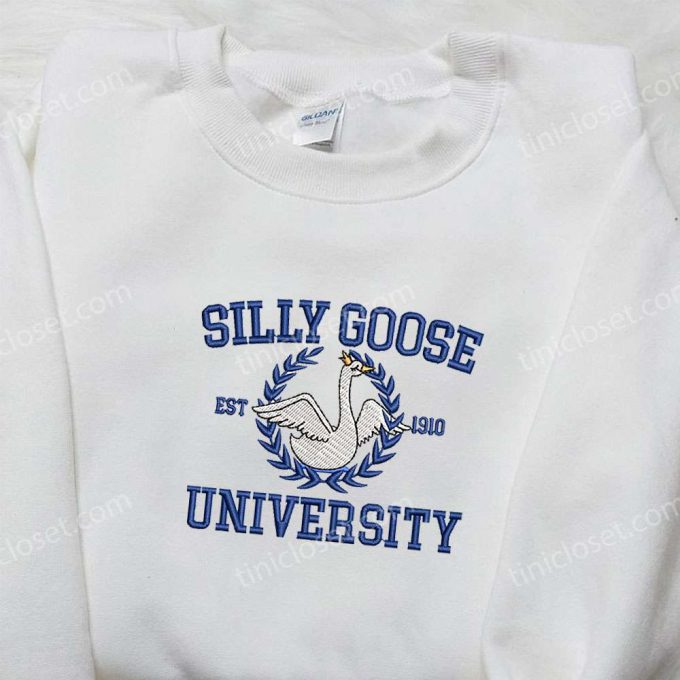 Silly Goose University Embroidered Shirt – Animal & Cute Design