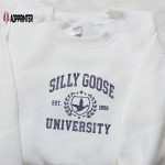 Silly Goose University Est 1896 Embroidered Shirt – Animal Design Perfect Graduation Gift