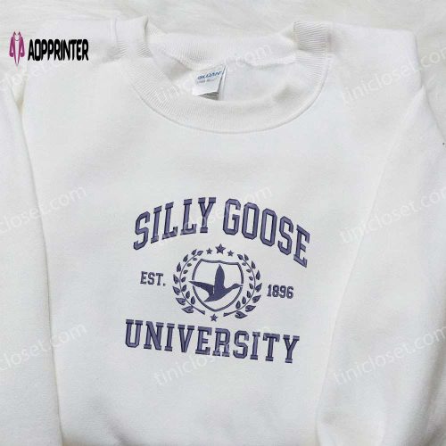 Silly Goose University Embroidered Shirt: Animal Design Perfect Family Gift