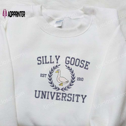 Get Cheeky with Silly Goose on the Loose Embroidered Shirt – Funny & Animal Motif