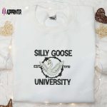 Silly Goose University Est 1910 Embroidered Shirt – Animal & Cute Design