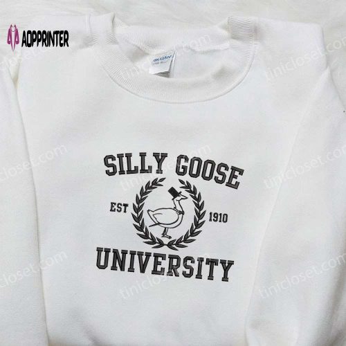 Get Cheeky with Silly Goose on the Loose Embroidered Shirt – Funny & Animal Motif