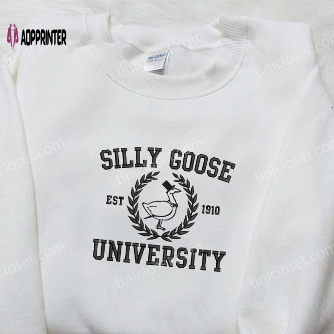 Silly Goose University Est 1910 Embroidered Shirt – Animal & Funny Designs