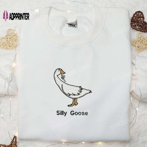 Silly Goose Embroidered Shirt: Animal & Funny Design Glasses Accent