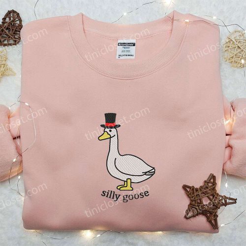 Silly Goose with Hat Embroidered Shirt – Animal & Funny Embroidery