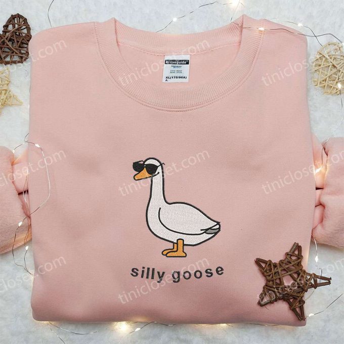 Silly Goose with Sunglasses Embroidered Shirt: Animal & Funny Design