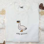 Silly Goose with Sunglasses Embroidered Shirt: Animal & Funny Design