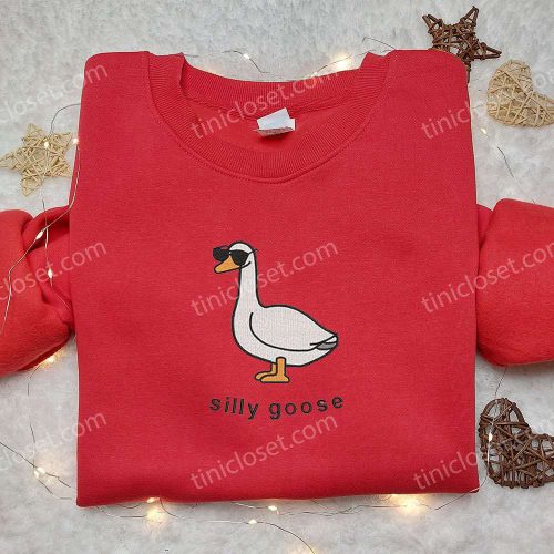 Silly Goose with Sunglasses Embroidered Shirt: Animal & Funny Design