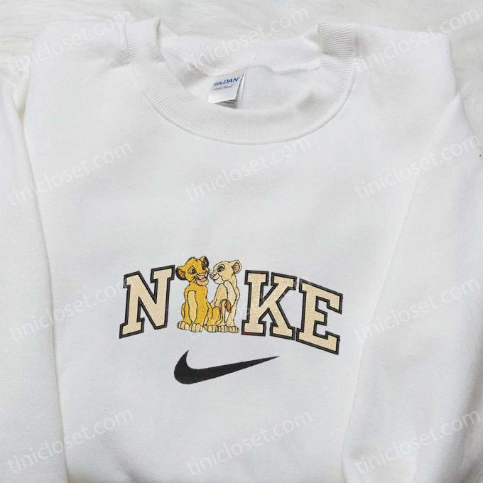 Simba and Nala x Nike Cartoon Embroidered Sweatshirt – Disney Characters & Custom Shirt