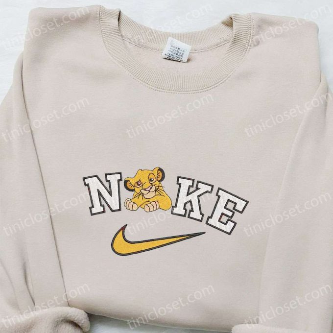 Simba x Nike Cartoon Embroidered Sweatshirt- Disney Characters & Custom Shirt