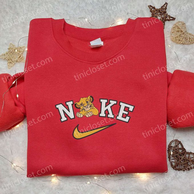 Simba x Nike Cartoon Embroidered Sweatshirt- Disney Characters & Custom Shirt