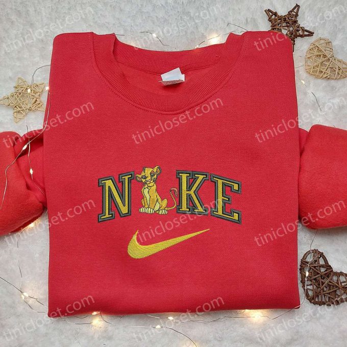 Simba x Nike Cartoon Embroidered Tshirt – Nike Inspired Shirt Perfect Family Gift