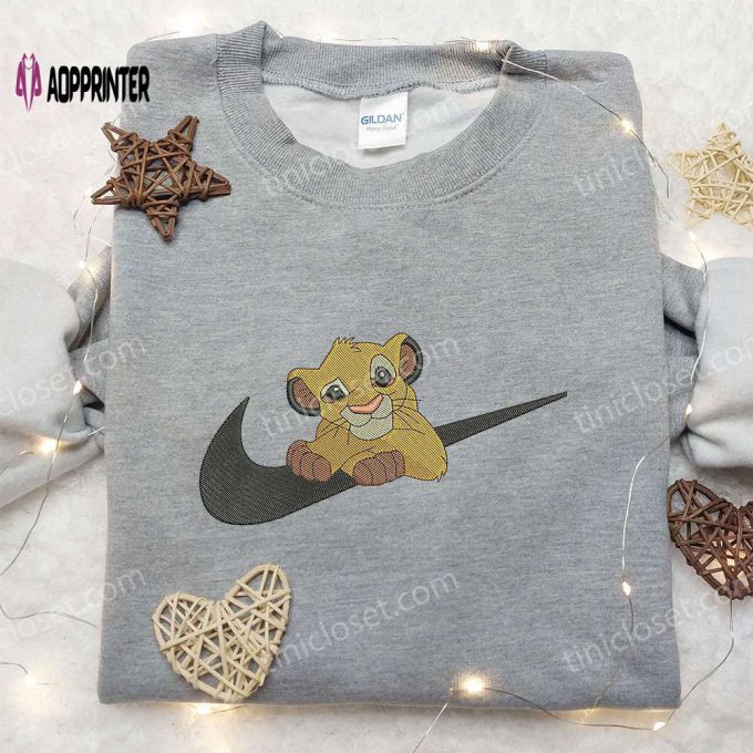 Simba x Nike Swoosh Embroidered Sweatshirt: Disney Lion King Inspired Shirt