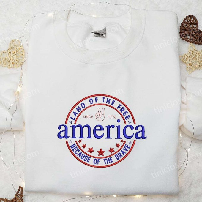 1776 America Land of the Free Embroidered Shirt: Best Patriotic Gift for National Day