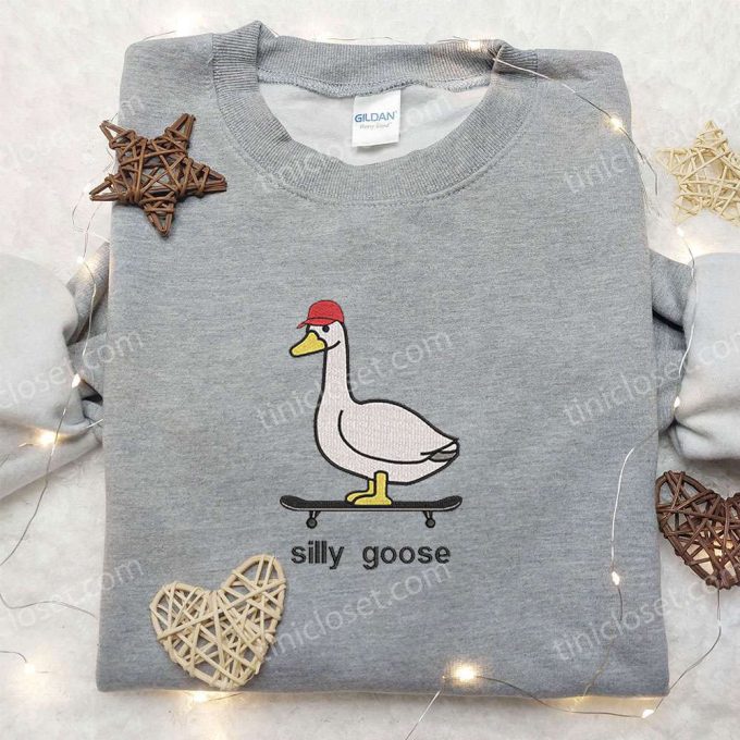 Skateboarding Silly Goose & Animal Embroidered Shirts: Cute and Trendy Designs